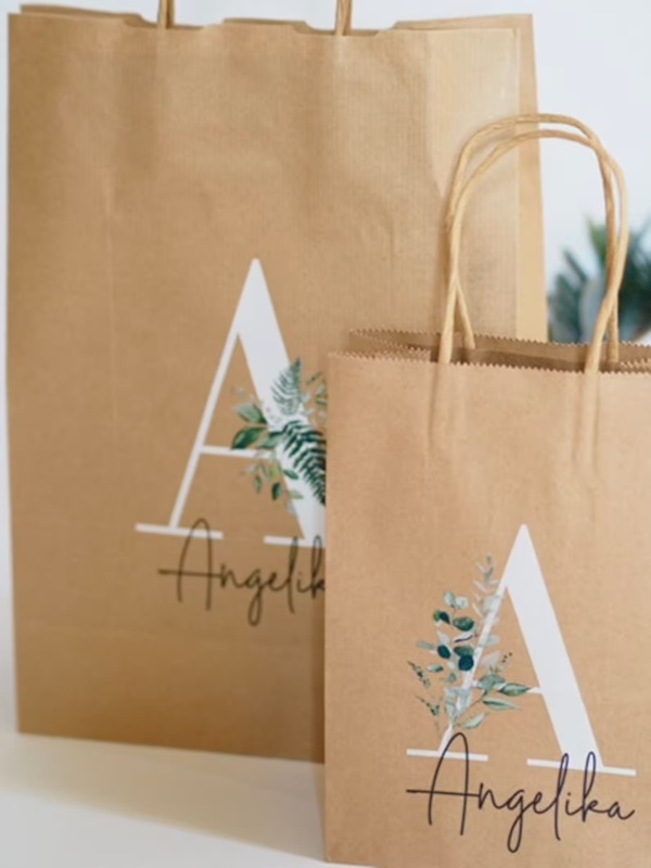 Geschenktüte personalisiert mit Eukalyptus Ranke von Anniundava